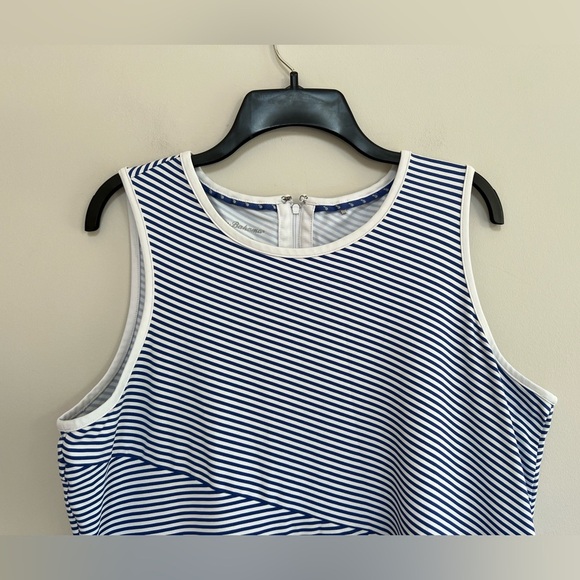 Tommy Bahama Island Zone Aubrey Cassia Navy Blue and White Striped Dress, L - Picture 9 of 9